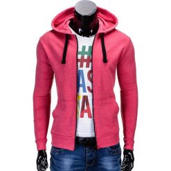 Bluzy męskie: BLUZA MĘSKA ROZPINANA Z KAPTUREM B671 – RÓŻOWA