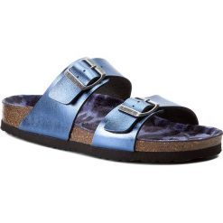 Klapki DR. BRINKMANN - 701085 Marine 5. Niebieskie klapki damskie marki Dr. Brinkmann, bez wzorów, ze skóry ekologicznej, bez obcasa. Za 149,00 zł.