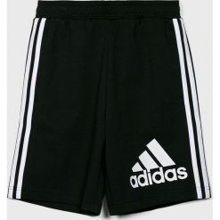 Adidas Performance - Szorty dziecięce 110-176 cm. Czarne spodenki chłopięce marki adidas Performance, bez wzorów, z bawełny, sportowe. Za 119,90 zł.
