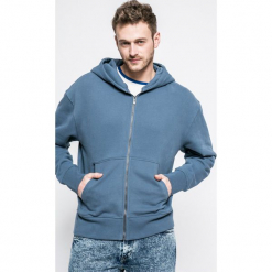 Review - Bluza. Niebieskie bluzy męskie Review, m, z nadrukiem, z bawełny, z kapturem. W wyprzedaży za 89,90 zł.