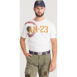 T-SHIRT Aeronautica Militare. Białe t-shirty męskie Aeronautica Militare, s, z nadrukiem, z bawełny, z okrągłym kołnierzem. Za 219,00 zł.