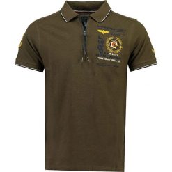 Koszulka polo w kolorze khaki. Brązowe koszulki męskie Geographical Norway Men, m, z nadrukiem, z bawełny, bez rękawów. W wyprzedaży za 89,95 zł.