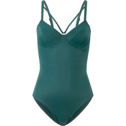 Kostium kąpielowy na fiszbinach bonprix ciemnozielony. Zielone stroje kąpielowe damskie bonprix, w paski. Za 109,99 zł.