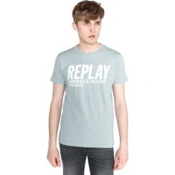 Replay Koszulka Niebieski Szary. Szare podkoszulki męskie Replay, xxl, z nadrukiem, z bawełny. Za 188,95 zł.