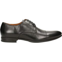 Półbuty LOUIS. Czarne buty wizytowe męskie Gino Rossi, bez wzorów, ze skóry, eleganckie, na sznurówki. Za 249,90 zł.