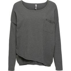 Sweter z założeniem kopertowym bonprix ciemnoszary. Szare swetry damskie bonprix, bez wzorów, bez rękawów, bez kaptura. Za 54,99 zł.