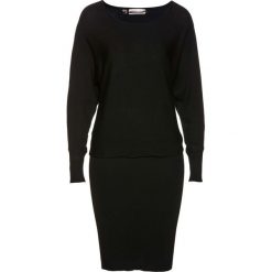 Sukienka dzianinowa bonprix czarny. Czarne sukienki dzianinowe bonprix, dopasowane. Za 49,99 zł.