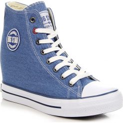 Buty ślubne damskie: Niebieskie trampki damskie na koturnie Big Star U274901