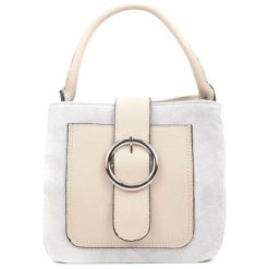 Torebki klasyczne damskie: Skórzana torebka w kolorze beżowym – (S)21 x (W)22 x (G)12 cm