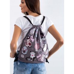 PLECAK WOREK MIEJSKI TOREBKA TORBA GRUBE SZNURKI. Torebki worki damskie LORENTI, z aplikacjami, z tkaniny, eleganckie, małe, bez dodatków. Za 39,00 zł.
