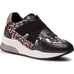 Sneakersy LIU JO - Karlie 160 4F0789 EX073 Silver/Black S1S01. Czarne półbuty damskie Liu Jo, bez wzorów, ze skóry ekologicznej, bez obcasa, na koturnie, bez zapięcia. Za 629,00 zł.