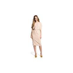 Sukienki Moe M364 Sukienka midi kimonowe rękawy z zakładkami. Brązowe sukienki z falbanami marki Moe, l, midi, oversize. Za 119,00 zł.