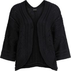 Sweter bez zapięcia oversize bonprix czarny. Czarne swetry damskie bonprix, bez wzorów, bez rękawów, bez kaptura. Za 109,99 zł.