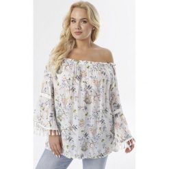 Biała Bluzka Theldelia. Białe bluzki damskie Born2be, xl, bez wzorów, bez kołnierzyka, bez rękawów. W wyprzedaży za 54,99 zł.