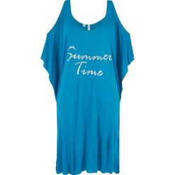 Sukienka plażowa z wycięciami bonprix turkusowy. Niebieskie sukienki damskie bonprix, na plażę, bez wzorów, bez kołnierzyka, bez rękawów. Za 44,99 zł.