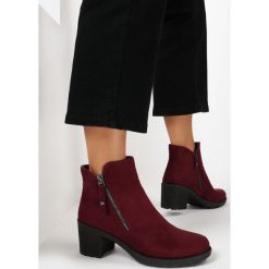 Bordowe Botki Allisa. Czerwone botki damskie Born2be, bez obcasa, na obcasie, bez zapięcia. Za 139,99 zł.