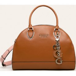 Guess Jeans - Torebka. Pomarańczowe torby damskie na zakupy Guess Jeans, w paski, z bawełny, na ramię, bez dodatków. W wyprzedaży za 449,90 zł.