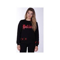 Believe Black Sweatshirt. Czarne bluzy damskie Kingsize, l, z nadrukiem, ze skóry, bez rękawów, bez kaptura. Za 69,50 zł.