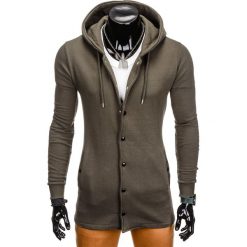 Bluzy męskie: BLUZA MĘSKA ROZPINANA Z KAPTUREM B768 - KHAKI