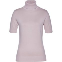 Golfy damskie: Sweter z golfem, krótki rękaw bonprix matowy jasnoróżowy