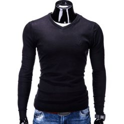 Swetry klasyczne męskie: SWETER MĘSKI E74 – CZARNY