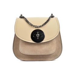Torebki klasyczne damskie: Skórzana torebka w kolorze beżowym – (S)19 x (W)16,5 x (G)10 cm