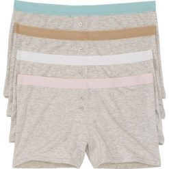 Bokserki damskie (4 pary) bonprix naturalny melanż - kolorowy. Białe majtki damskie marki bonprix. Za 51,96 zł.