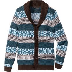 Kardigany męskie: Sweter rozpinany Regular Fit bonprix ciemnobrązowo-niebieskozielony