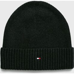 Tommy Hilfiger - Czapka. Czarne czapki zimowe męskie TOMMY HILFIGER, z bawełny. Za 119,90 zł.