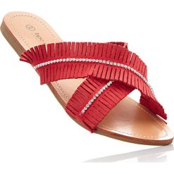 Klapki bonprix truskawkowy. Czerwone crocsy damskie marki bonprix, w paski. Za 27,99 zł.