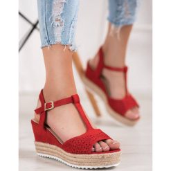 AŻurowe sandaŁy espadryle. Espadryle damskie SMALL SWAN, bez wzorów, z zamszu, bez obcasa, bez zapięcia. Za 99,00 zł.