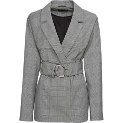 Żakiet z paskiem bonprix czarno-biały w kratę. Czarne żakiety damskie bonprix. Za 129,99 zł.