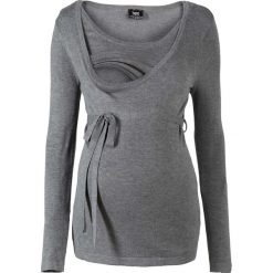 Sweter ciążowy i do karmienia bonprix szary melanż. Szare swetry klasyczne damskie bonprix, z okrągłym kołnierzem, moda ciążowa. Za 99,99 zł.