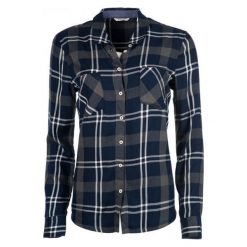 Mustang Koszula Damska Checkblouse 36 Ciemnoniebieska. Szare koszule damskie Mustang, w kratkę, bez kołnierzyka, bez rękawów. W wyprzedaży za 163,00 zł.