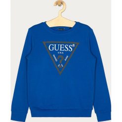 Guess Jeans - Bluza. Czarne bluzy chłopięce Guess Jeans, z nadrukiem, z bawełny, bez rękawów, bez kaptura. W wyprzedaży za 89,90 zł.