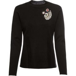 Sweter bonprix czarny. Czarne swetry damskie bonprix, z aplikacjami. Za 89,99 zł.