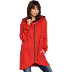 Czerwona Bluza Asymetryczna z Kapturem. Czerwone bluzy damskie Molly.pl, s, bez wzorów, z bawełny, bez rękawów, z kapturem. Za 149,90 zł.