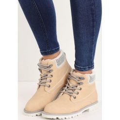 Beżowe Traperki Cut to the Chase. Brązowe buty zimowe damskie Born2be, z materiału, na płaskiej podeszwie. Za 109,99 zł.
