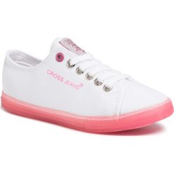 Tenisówki CROSS JEANS - FF2R4075C White/Pink. Białe półbuty damskie Cross Jeans, bez wzorów, z jeansu, bez zapięcia. Za 109,00 zł.