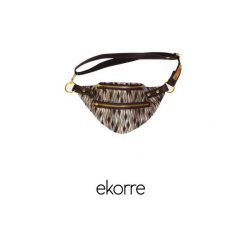 Ekorre brown. Pomarańczowe nerki damskie Ekorre, w paski, ze skóry, bez dodatków. Za 155,00 zł.
