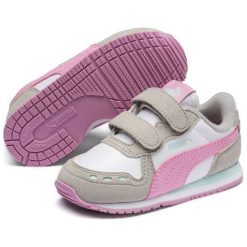 Puma Cabana Racer Sl V Ps White-Gray Violet-Pale Pink 30. Szare buty dziewczęce sportowe Puma, bez wzorów, bez zapięcia. Za 168,00 zł.
