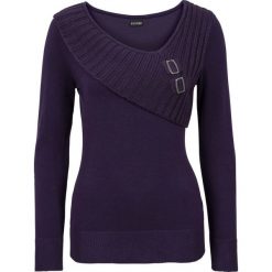 Sweter bonprix ciemny lila. Fioletowe swetry klasyczne damskie marki bonprix, z dzianiny. Za 109,99 zł.