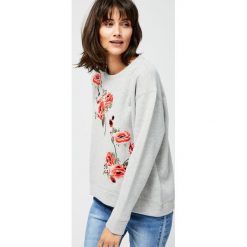 Bluza z aplikacją. Szare bluzy damskie Moodo, xl, z aplikacjami, bez rękawów, bez kaptura. Za 49,99 zł.