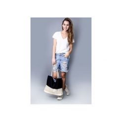 Torba black and white. Czarne torebki klasyczne damskie drops, z bawełny, duże. Za 125,00 zł.