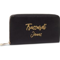 Duży Portfel Damski TRUSSARDI JEANS - Tessa Zip Around 3 75W00234 K299. Czarne portfele damskie Trussardi Jeans, bez wzorów, z jeansu. W wyprzedaży za 239,00 zł.