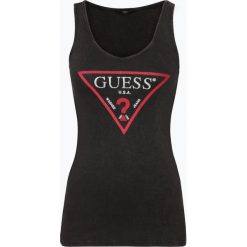 Guess Jeans - Top damski, szary. Szare topy damskie marki Guess Jeans, s, z aplikacjami, z jeansu, bez kołnierzyka. Za 129,95 zł.