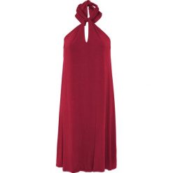 Sukienka z dekoltem halter bonprix ciemnoczerwony. Czerwone sukienki damskie bonprix, bez wzorów, bez kołnierzyka, bez rękawów. Za 89,99 zł.