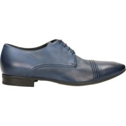 Półbuty ELIOT. Niebieskie buty wizytowe męskie Gino Rossi, bez wzorów, z jeansu, eleganckie, bez zapięcia. Za 249,90 zł.