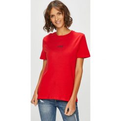 Only - Top. Szare topy damskie ONLY, l, z nadrukiem, z bawełny, z okrągłym kołnierzem. W wyprzedaży za 29,90 zł.