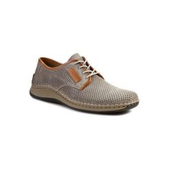 RIEKER 05206-42. Szare półbuty męskie Rieker, bez wzorów, ze skóry, bez zapięcia. Za 249,99 zł.